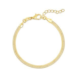 18K Gold Waterproof  Herringbone Chain Bracelet: HB9